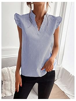 【Audire】ruffle sleeve blouse (Blue)/M Ecovero™ Tie-Front Frill Sleeve Blouse | Chico's